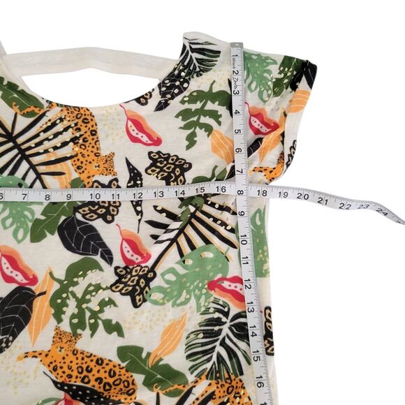 Cache Y2K Tropical Rainforest Flora& Jaguar Sweater Top MD Artsy Farm Rio Vibe - Picture 5 of 16